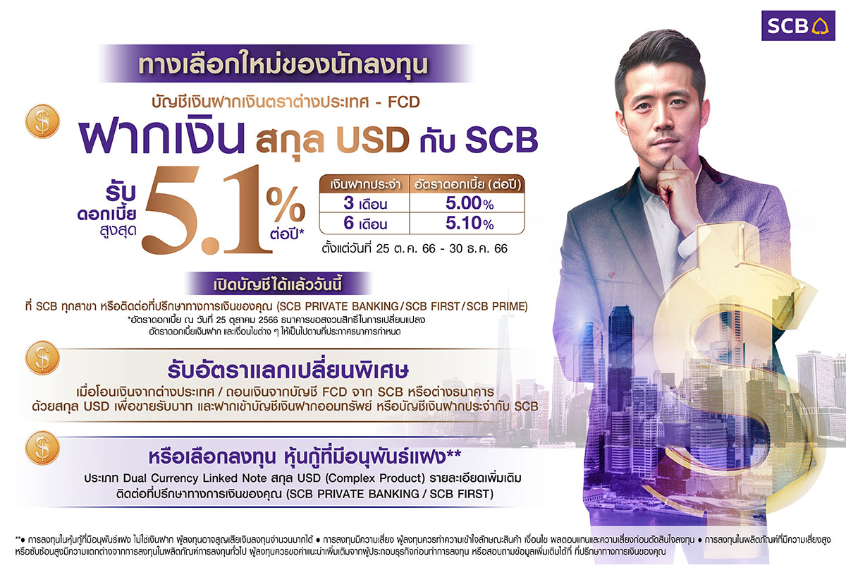 บัญชีเงินฝากประจำ สกุลเงิน Usd